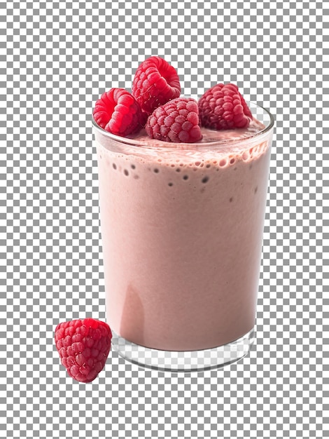 Tasty raspberry smoothie glass isolated on transparent background