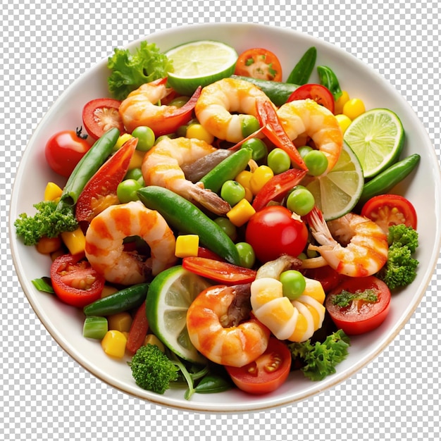 PSD tasty salad with juicy shrimpstomatoes and fresh arugula