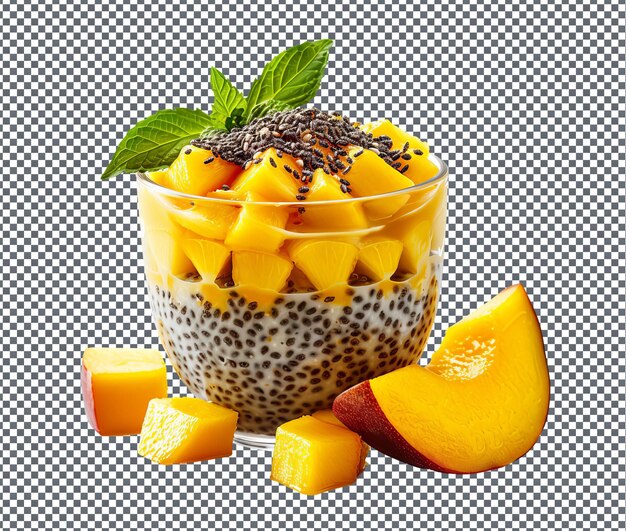 PSD tasty seed pudding with mango isolated on transparent background