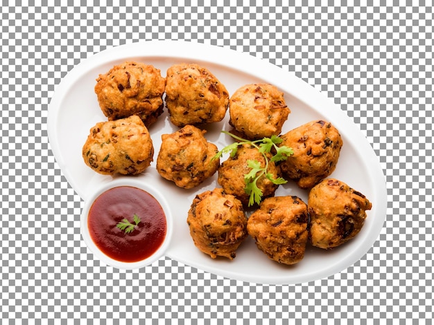 PSD tasty semolina fritters on a tray with transparent background