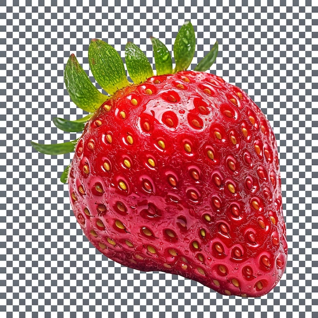 Tasty single strawberry isolated on transparent background