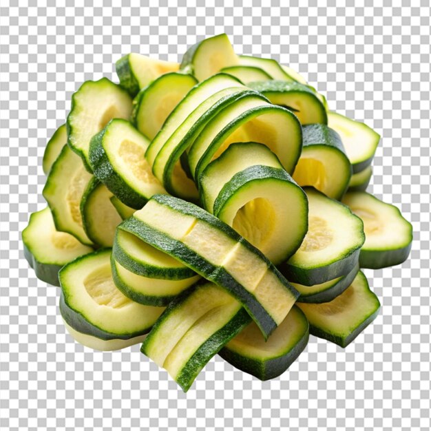 Tasty and Sliced zucchini sticks isolated on Transparent background