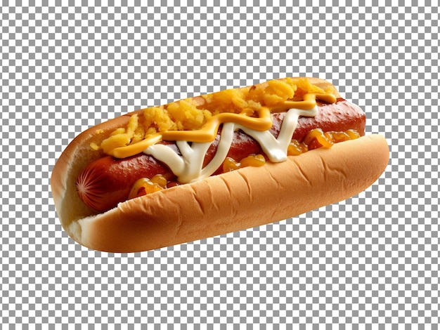 Tasty spicy hotdog isolated on transparent background