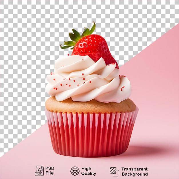 tasty strawberry cupcake isolated on transparent background include png file