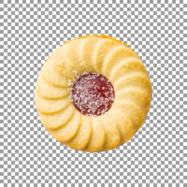 Tasty strawberry jam filled cookie with transparent background