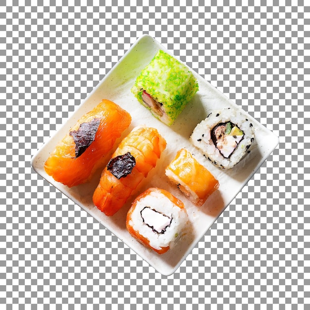 Tasty sushi rolls isolated on transparent background