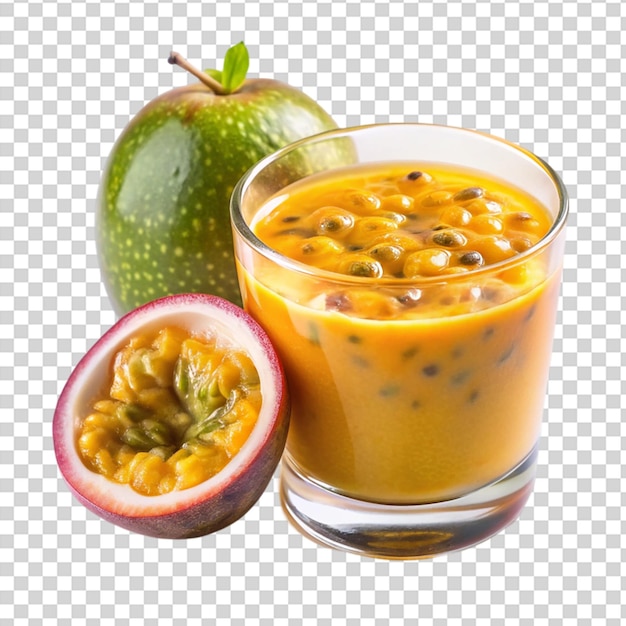 PSD tasty yellow a glass of tangy passion fruit isolated isolated on transparent background