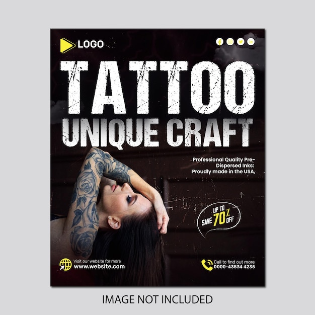 Tattoo studio sale for social media post or square banner template design