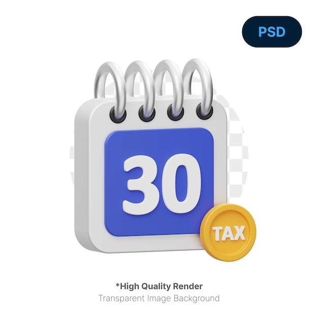 Tax Date 3D Icon Premium Psd