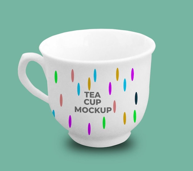 Tea Cup Mockup Design PSD Template Realistic Ceramic Cup Editable Mockup