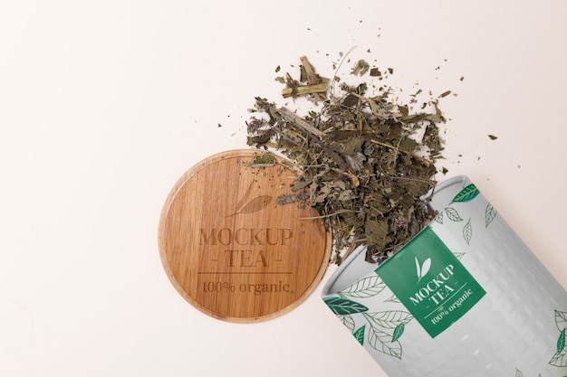 PSD tea packaging mockup in box design