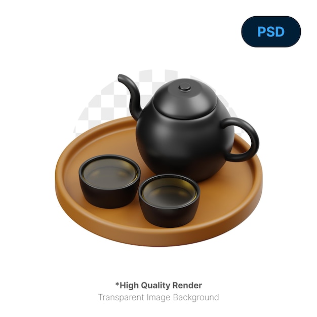 Tea Set 3D Icon Premium Psd