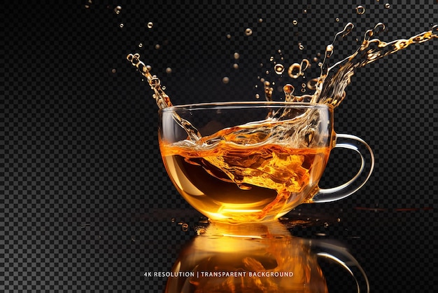 Tea splash isolated on transparent background