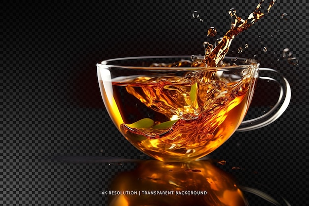 Tea splash isolated on transparent background