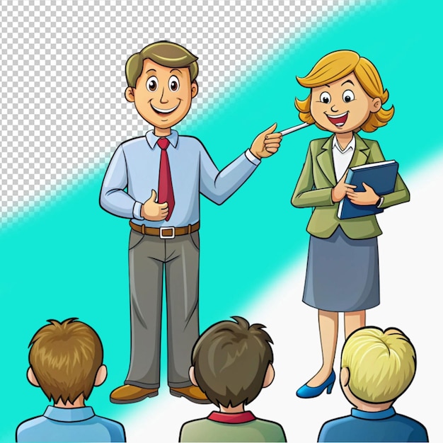 PSD teacher cartoon flat design isolated on white