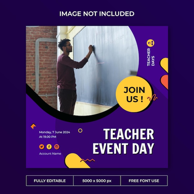 Teacher day instagram post social media template