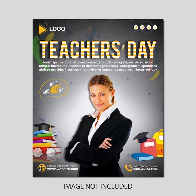 PSD teacher's day congratulations instagram and facebook banner poster template design