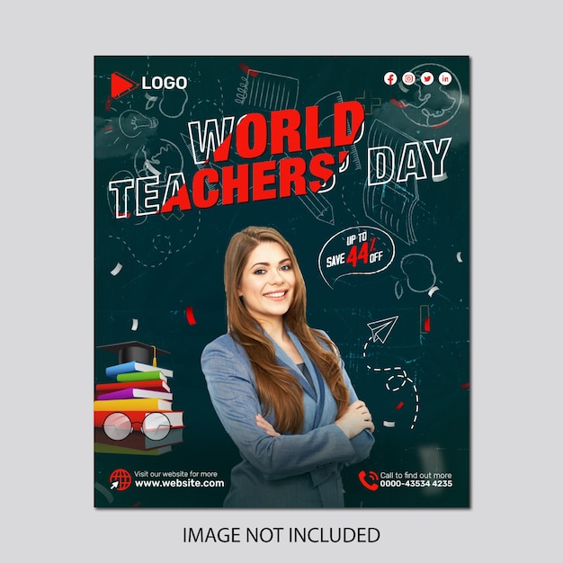 PSD teacher's day congratulations instagram and facebook banner poster template design