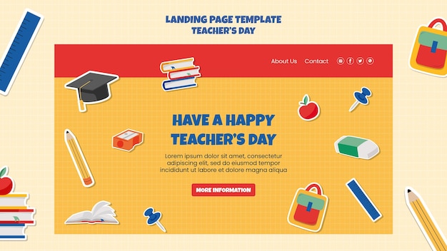 Teachers day celebration landing page template