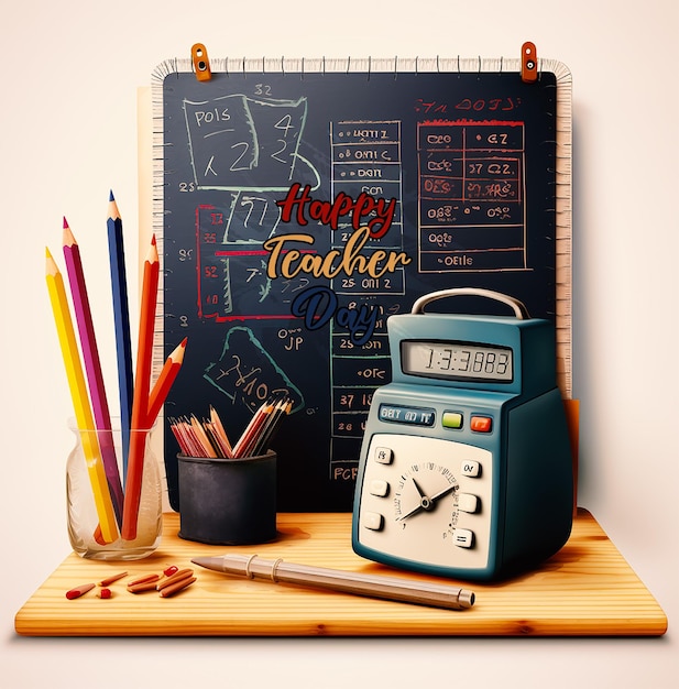 Teachers day concept greetings background with typography poster Vector art Great design element