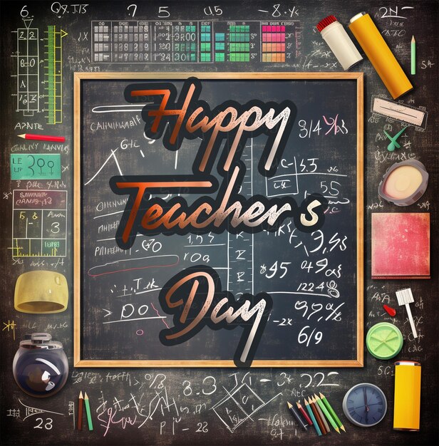 Teachers day concept greetings background with typography poster Vector art Great design element