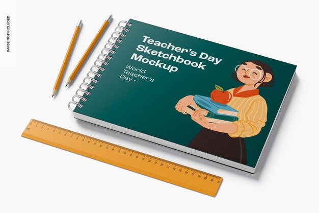 Teachers Day Sketchbook Mockup, Perspective