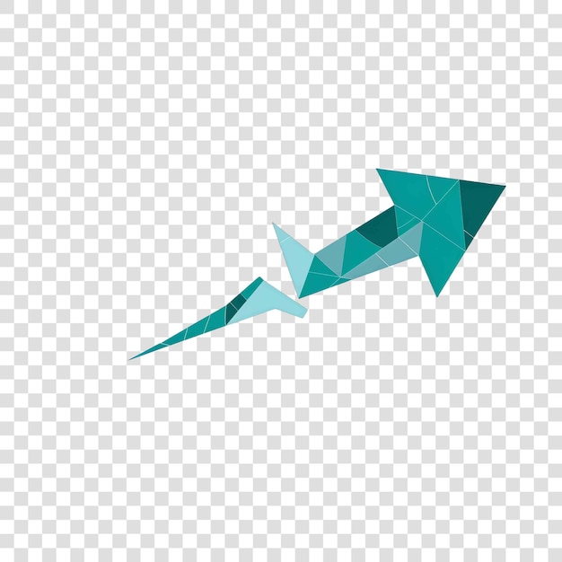 PSD teal rising arrowon transparent background