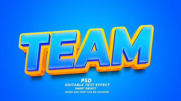 Team 3d editable text effect photoshop template with background