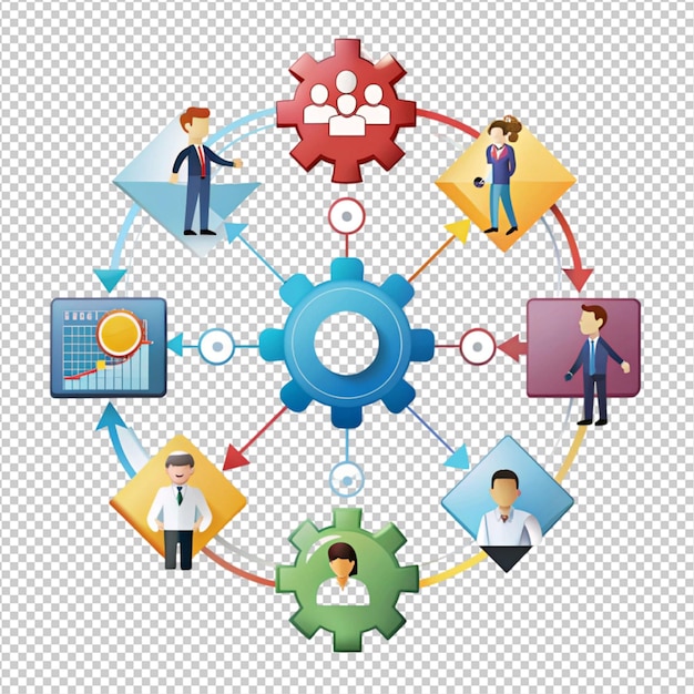 PSD a teamwork and collaboration diagram on white background