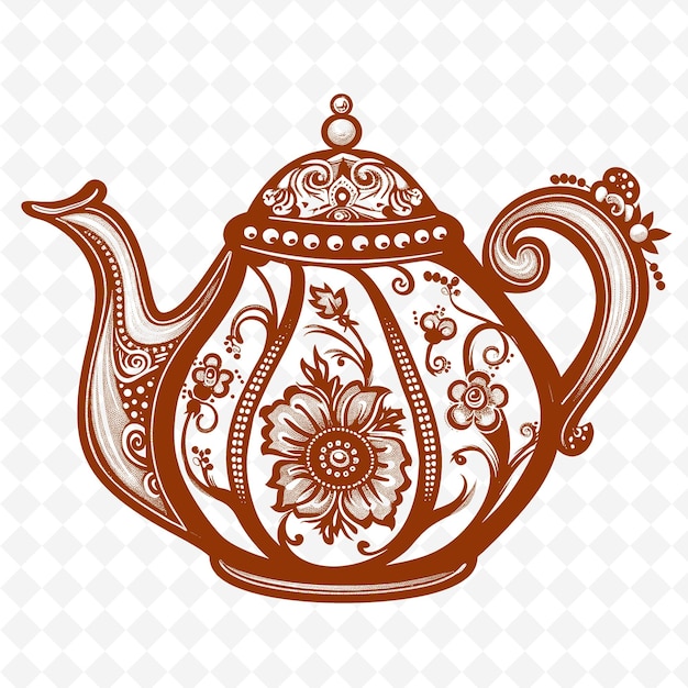 PSD a teapot with a floral design on the top