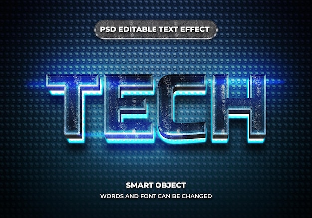 tech 3d editable text effect style