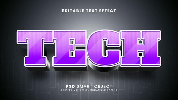 Tech 3d editable text effect template