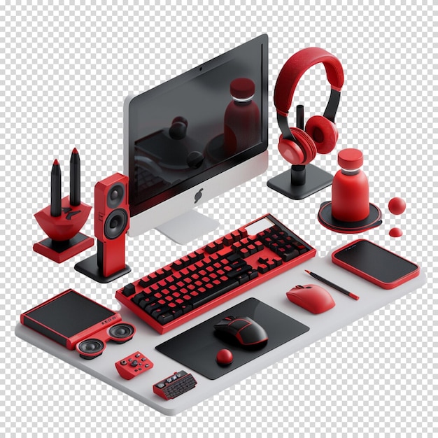 PSD tech devices isolated on transparent background