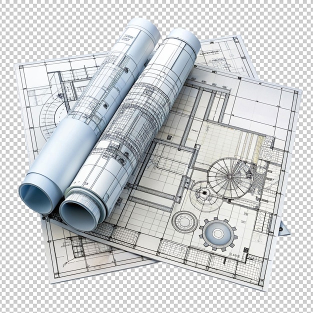 PSD technical plan abstract engineering draft for use isolated on transparent background