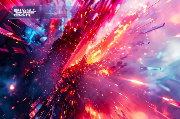 PSD techno tapestry with luminous lens flares and abstract shapes on transparent background