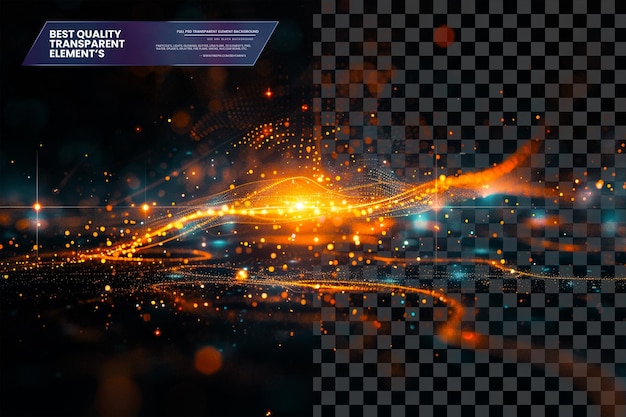 PSD techno twilight with luminous lens flares and abstract shapes on transparent background