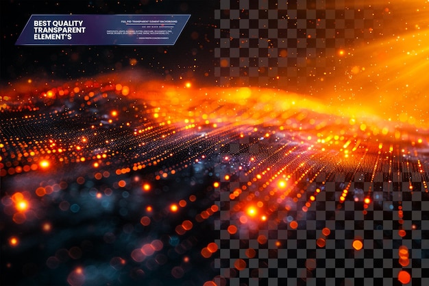 Techno Twilight with Luminous Lens Flares and Abstract Shapes on Transparent Background