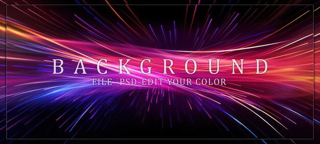 PSD technological abstract wave background with neon light