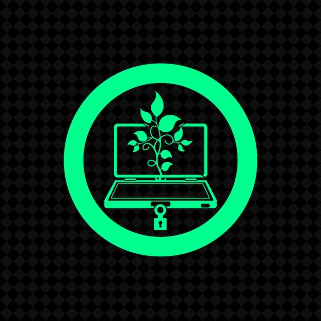 Technological Ivy Laptop Logo With Decorative Keys and Advan Creative Plant Vector Designs