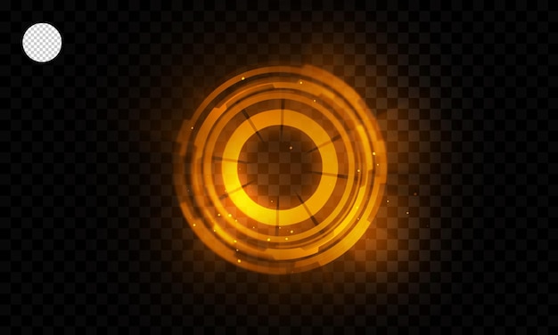 Technology glowing hud yellow on transparent background