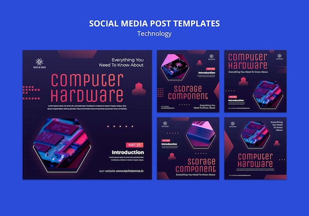 Technology instagram post template design