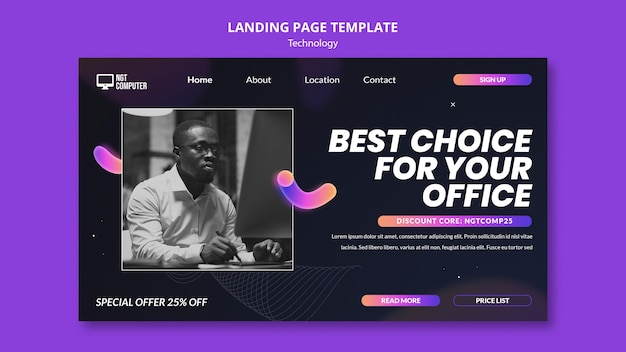 Technology landing page template design