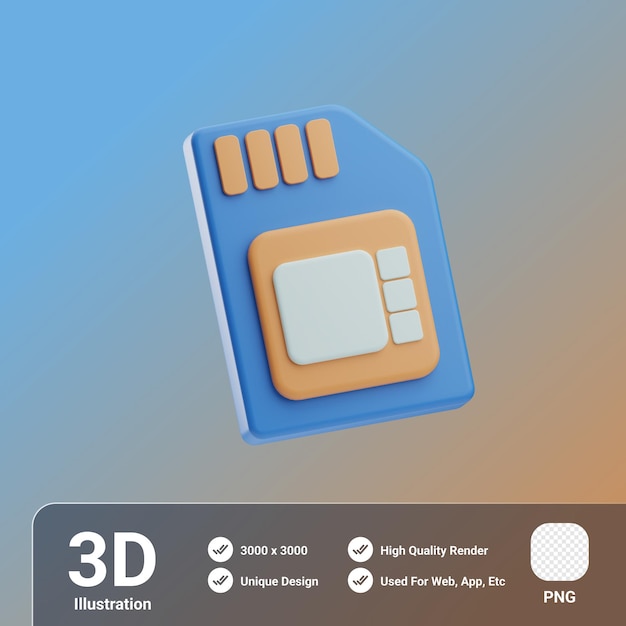 Technology sim card 3d illustration