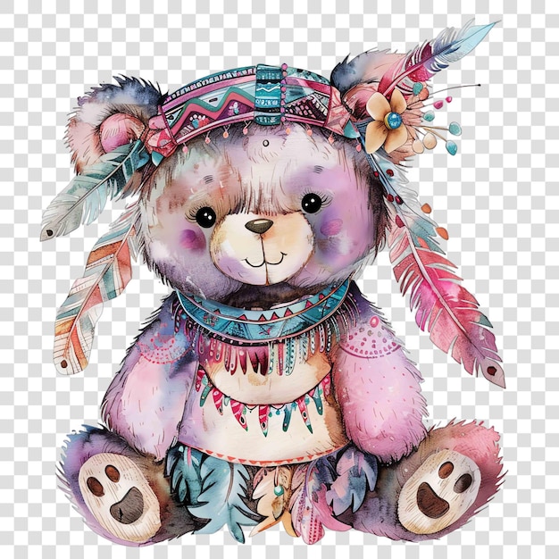 teddy bear doll illustration watercolor