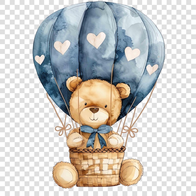 teddy bear in a Hot Air Balloon nuresery watercolor