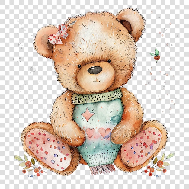 teddy bear illustration watercolor