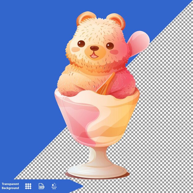 PSD a teddy bear sits in a pink and white bowl with a pink teddy bear in it