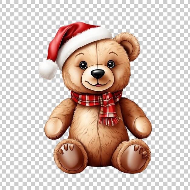 PSD a teddy bear with a hat on its head isolated on transparent background