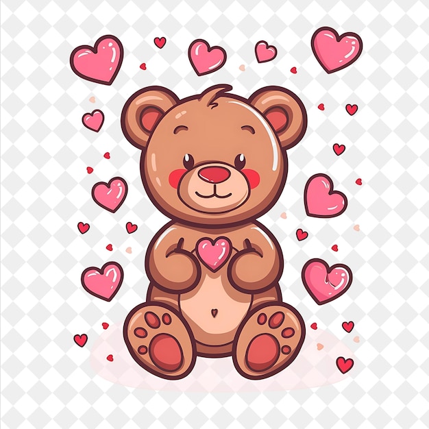 a teddy bear with hearts on his chest and a heart on the bottom