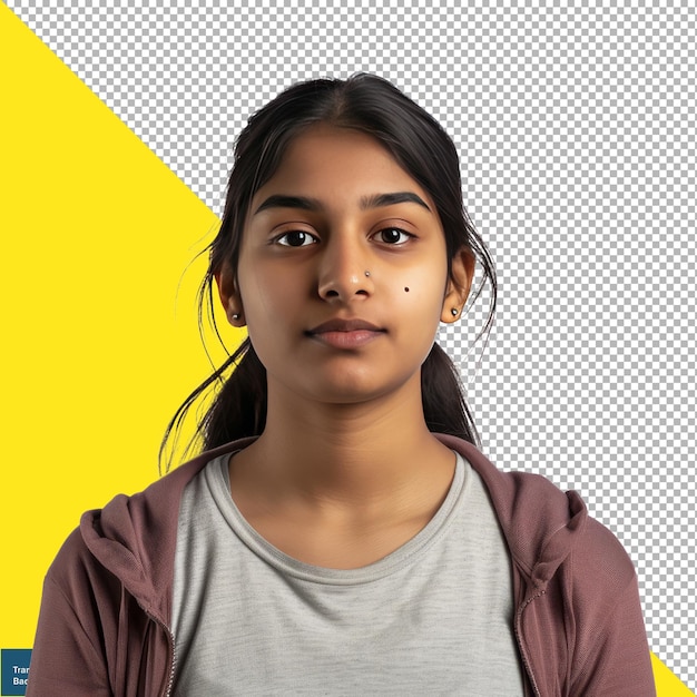 Teen Female Indian Student Front in Isolated White Background transparent background PNG PSD